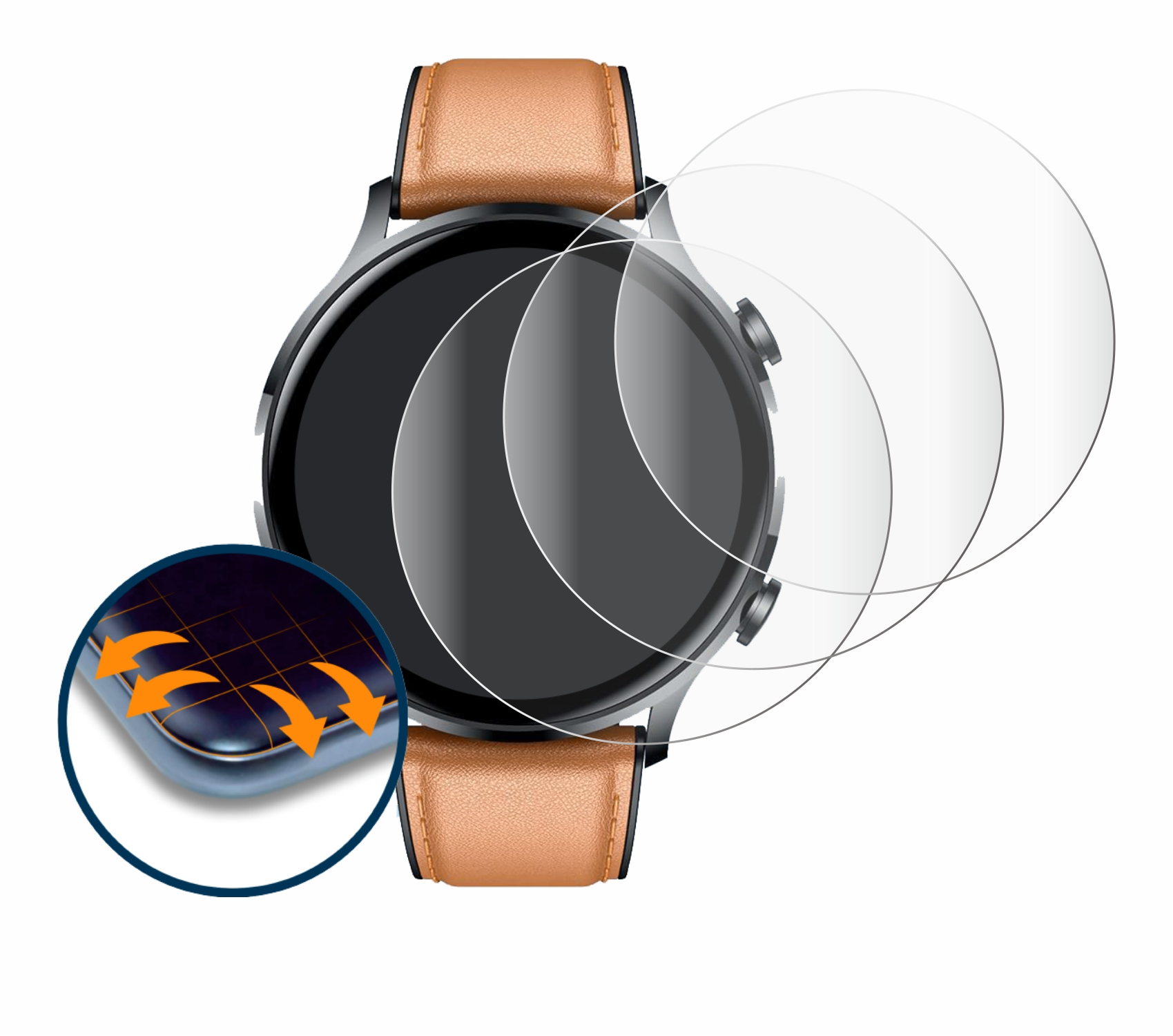 SAVVIES 4x Flex Full-Cover 3D Schutzfolie(für Smartwatch Curved 1.39\