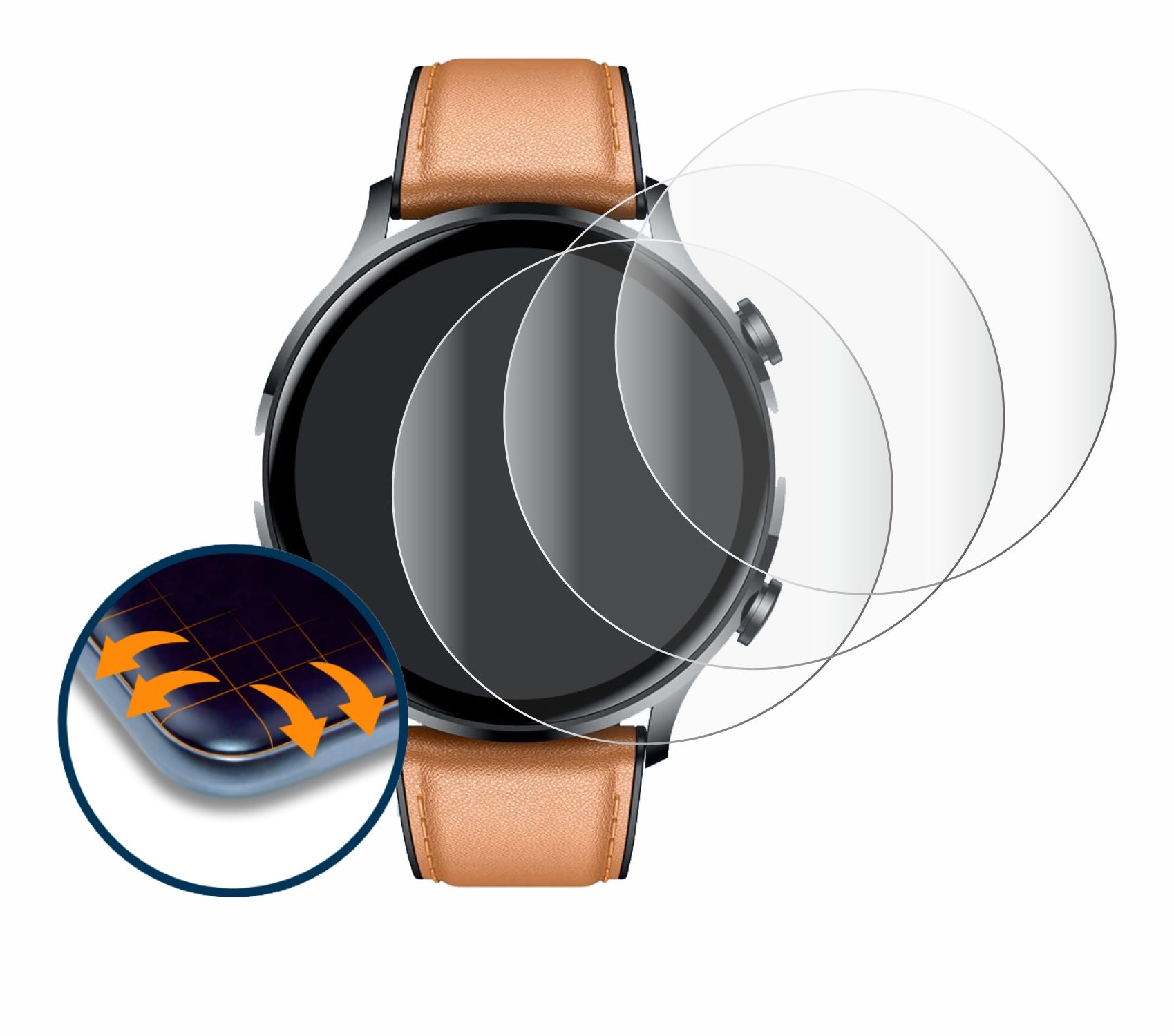 SAVVIES 4x Flex Full-Cover NONGAMX Smartwatch Curved 1.39\