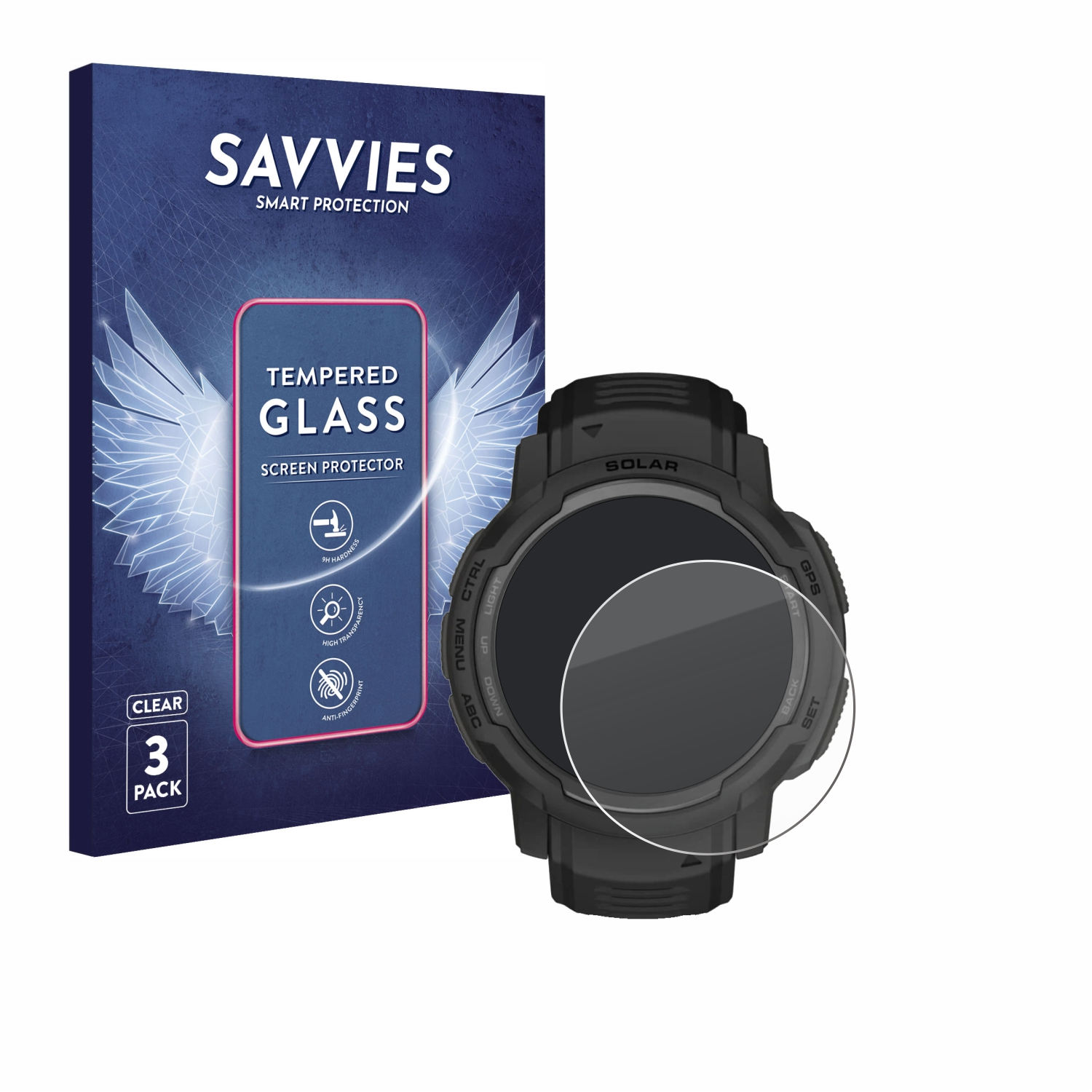 SAVVIES 3x 9H klares Schutzglas(für Crossover) Garmin Instinct