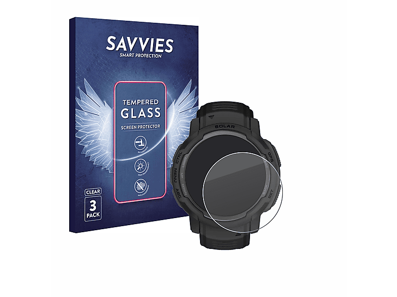 SAVVIES 3x 9H klares Schutzglas(für Garmin Instinct Crossover)