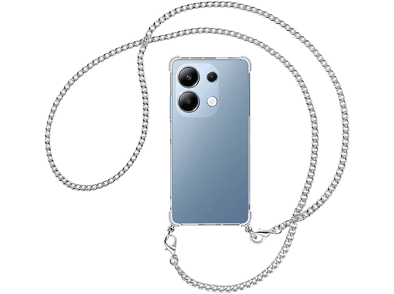 MTB MORE ENERGY Kette Note (silber) mit 4G, Xiaomi, 13 Umhängetasche, Metallkette, Redmi Umhänge-Hülle Pro