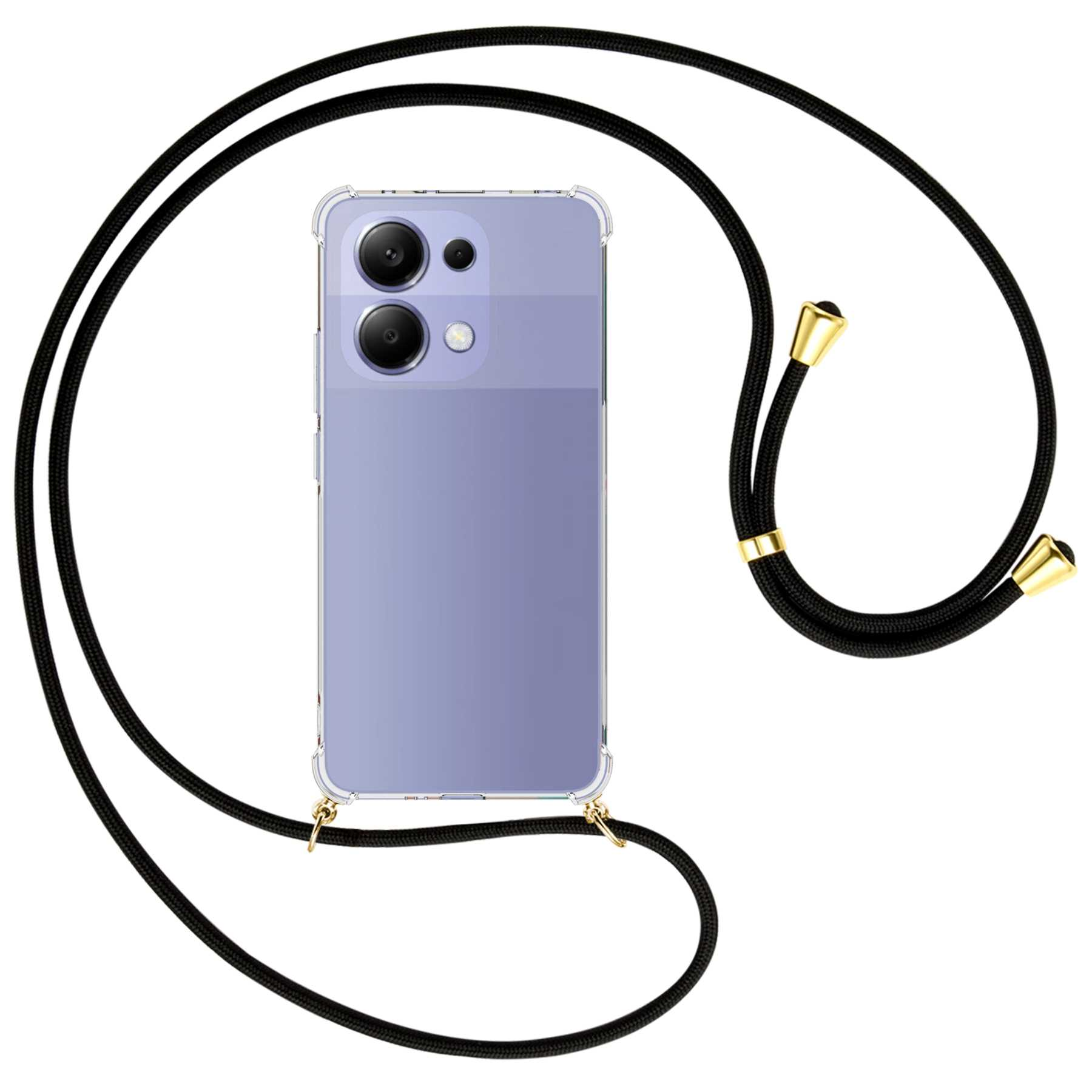 MTB MORE Redmi Note 4G, Umhänge-Hülle 13 Schwarz Kordel, / Xiaomi, gold mit Umhängetasche, ENERGY