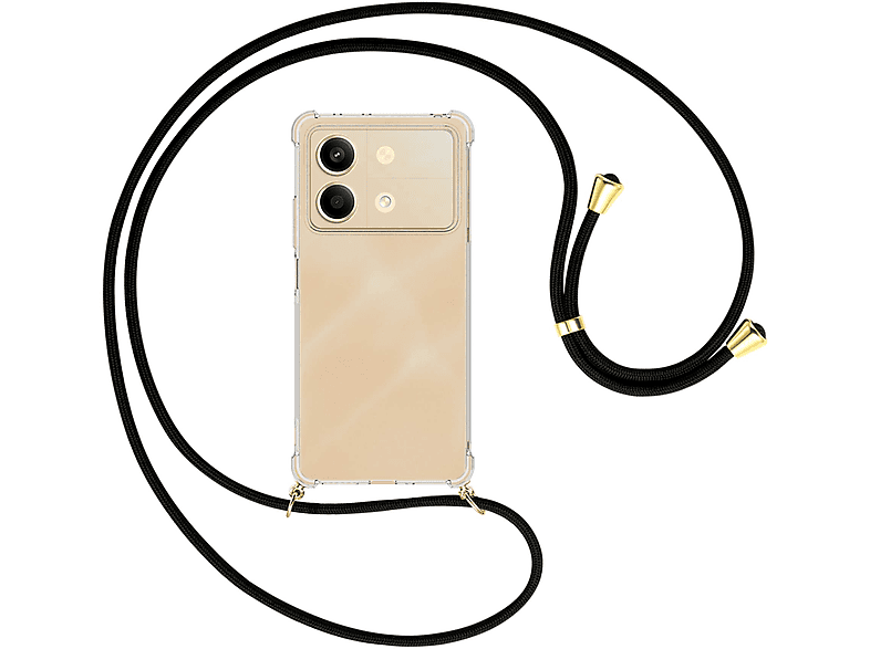 MTB MORE ENERGY Umhänge-Hülle X6 gold Pro mit Poco Kordel, Umhängetasche, Schwarz / Xiaomi, 13 Redmi Note 5G, 5G