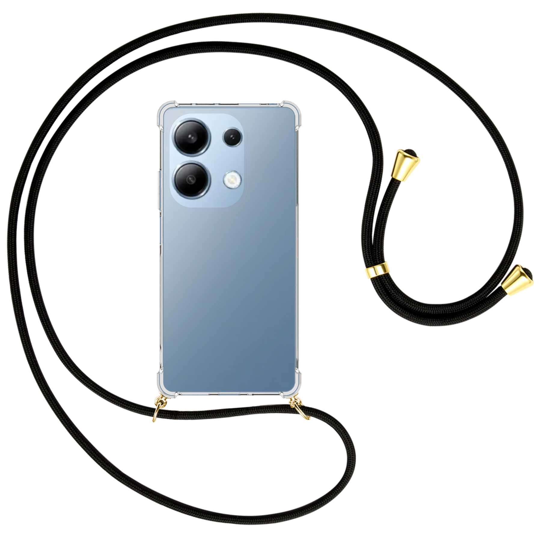 4G, Note MORE / Redmi gold mit Umhängetasche, Schwarz ENERGY Xiaomi, Umhänge-Hülle Pro 13 Kordel, MTB