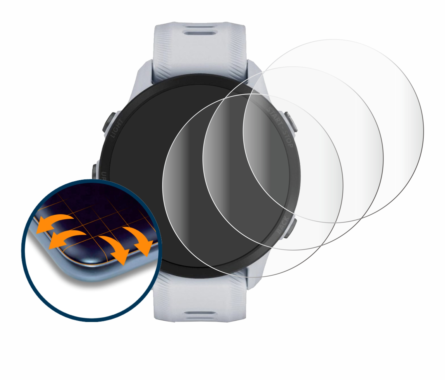 SAVVIES 4x 955) Flex Full-Cover Schutzfolie(für Forerunner Garmin Curved 3D