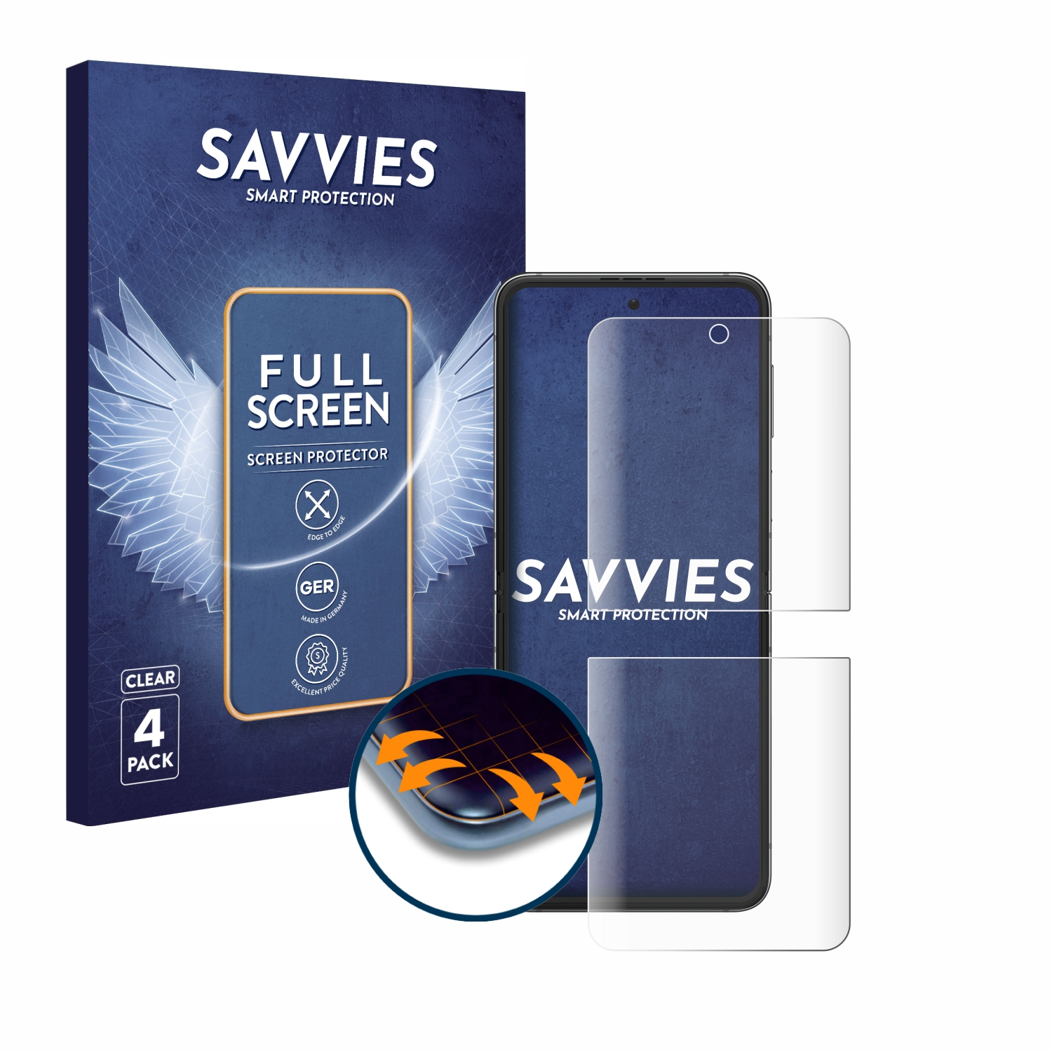 Samsung Flex 5) Galaxy Curved Schutzfolie(für Z Flip Full-Cover SAVVIES 3D 4x