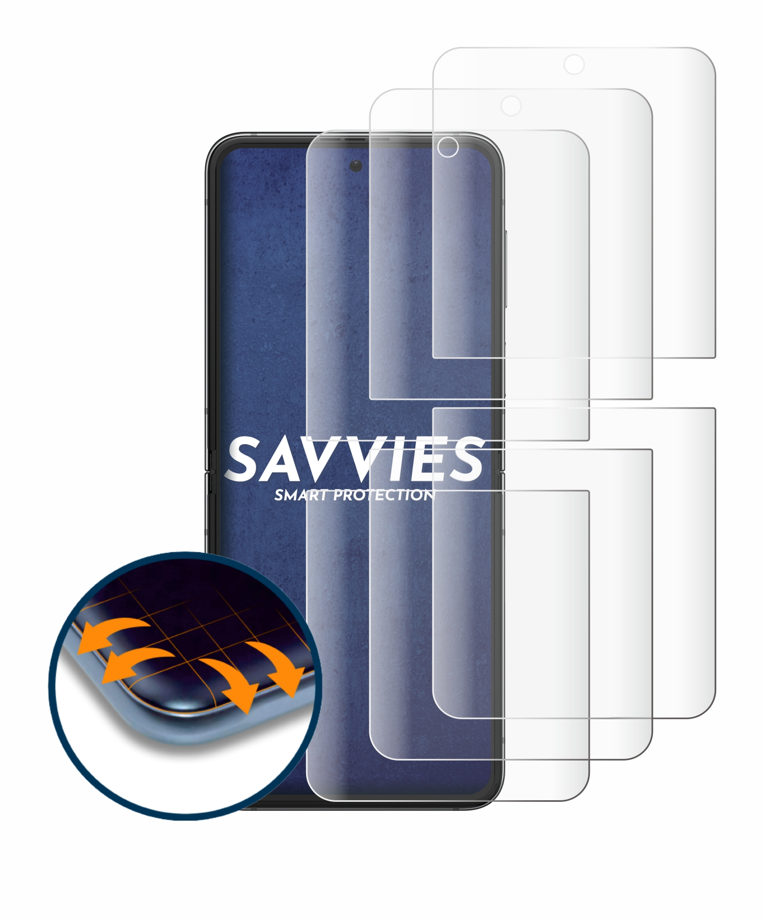 4x Schutzfolie(für Samsung Flip 5) Curved Flex 3D Galaxy SAVVIES Full-Cover Z