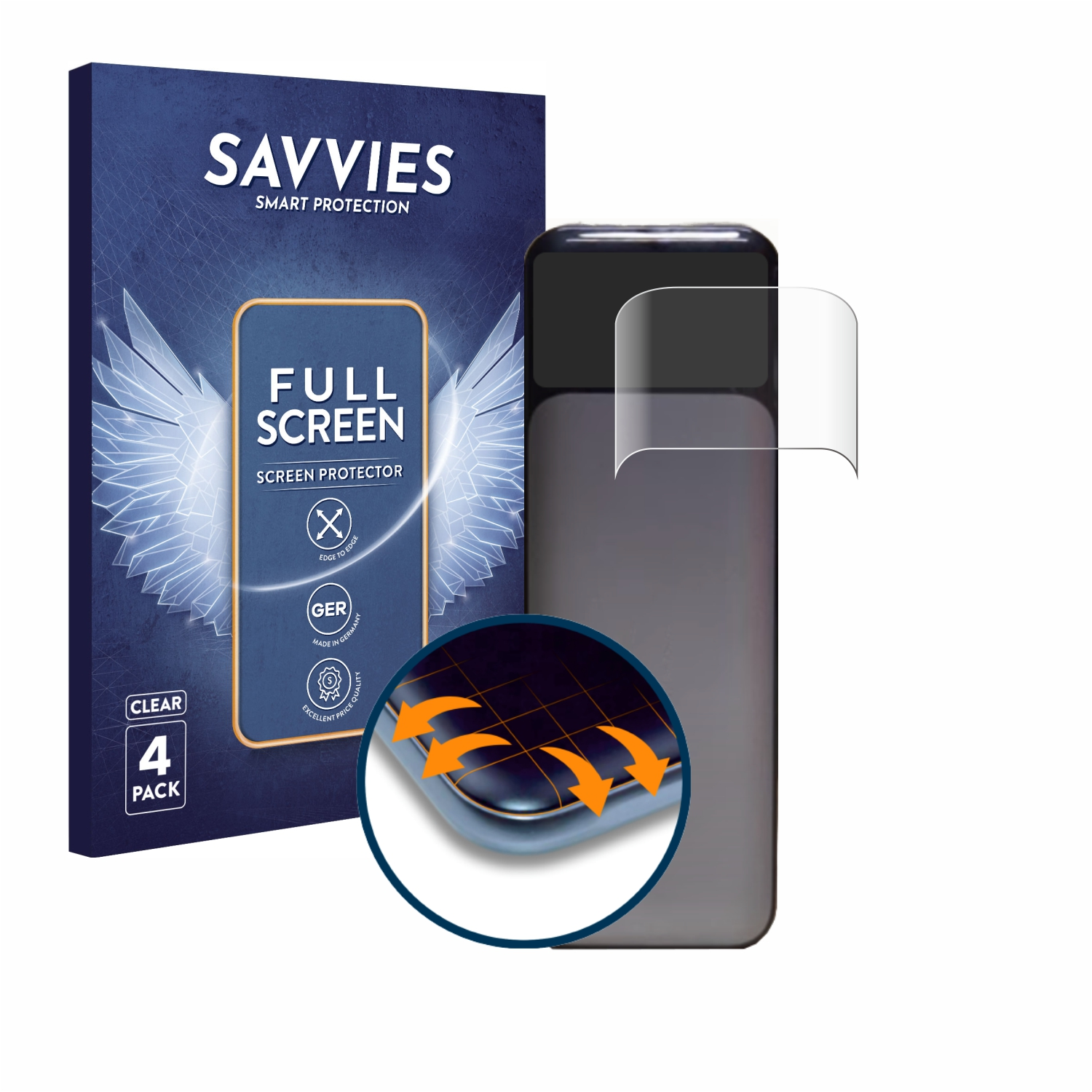 SAVVIES 4x Full-Cover Curved 737) Anker 3D Flex Powerbank Schutzfolie(für