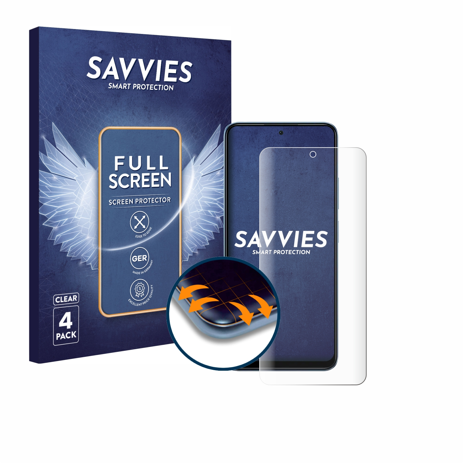 SAVVIES 4x Flex Full-Cover 3D Curved 4G) Schutzfolie(für Note Redmi 12 Xiaomi