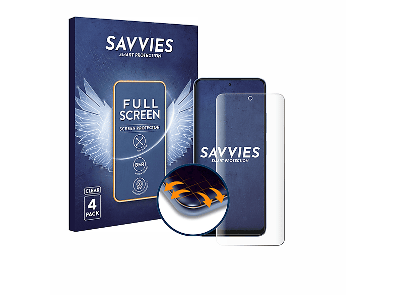 SAVVIES 4x Flex Full-Cover 3D Curved 4G) Schutzfolie(für Note Redmi 12 Xiaomi