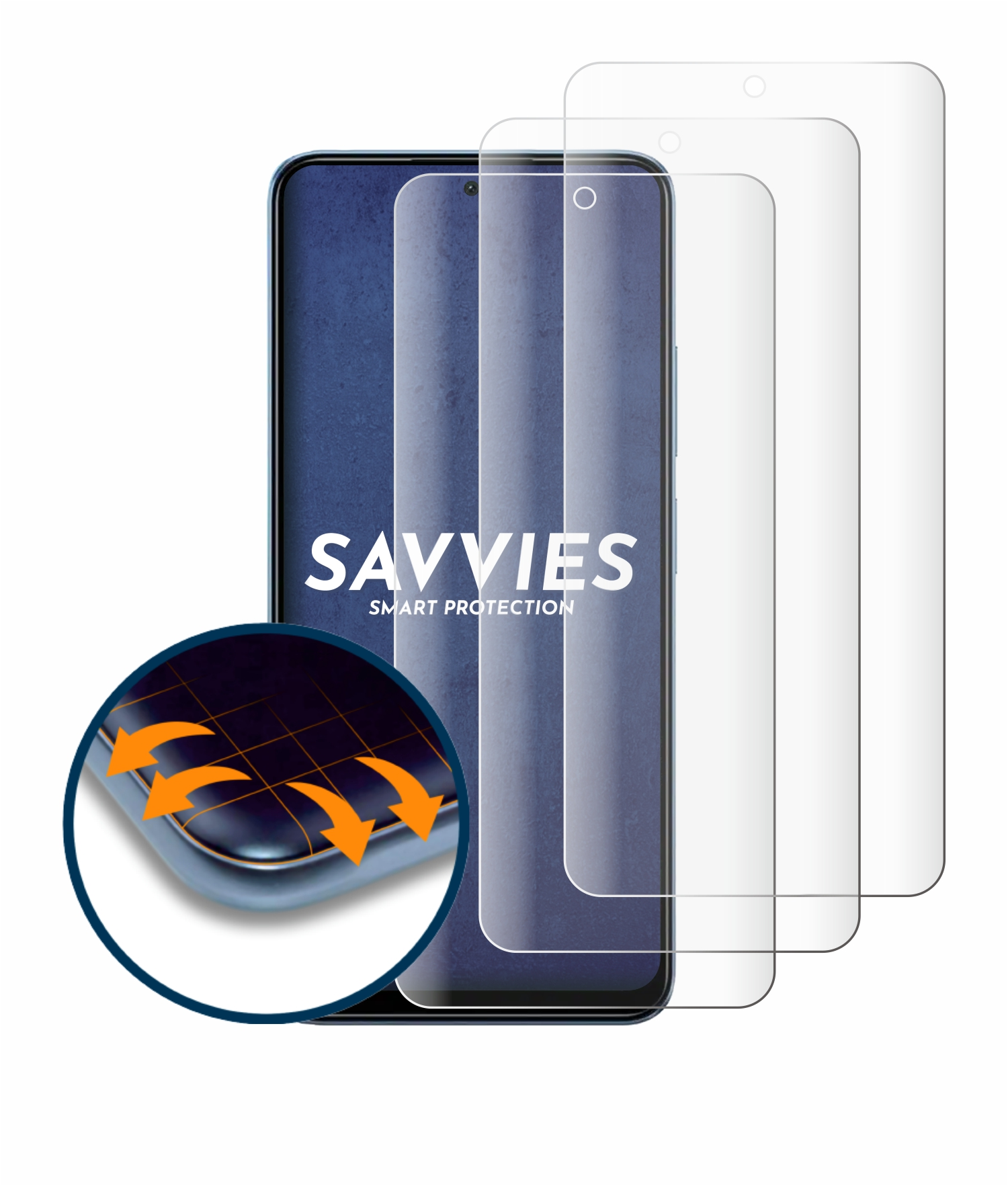 SAVVIES 4x Flex Full-Cover 3D Schutzfolie(für Redmi 12 Note Xiaomi Curved 4G)