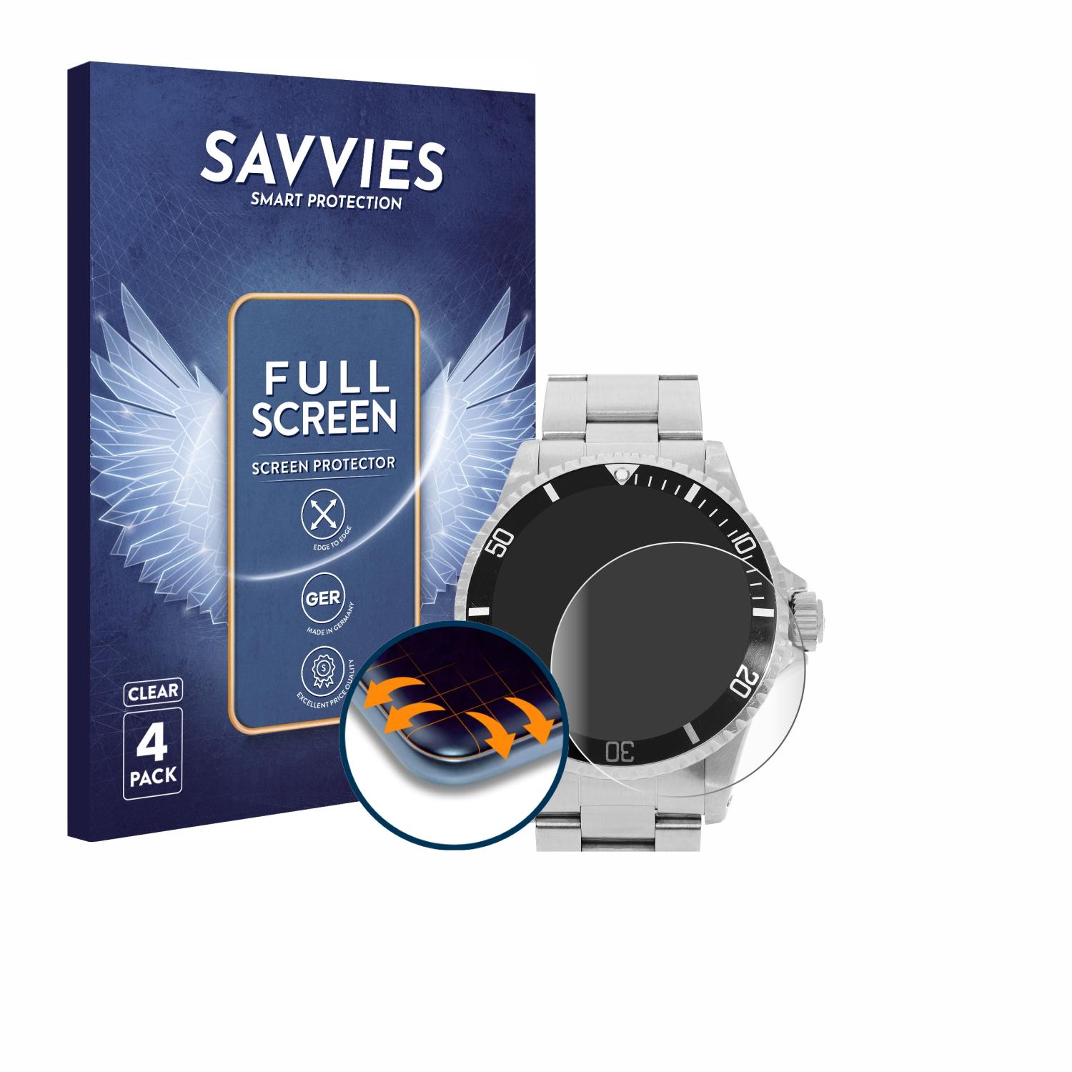 4x SAVVIES Full-Cover 3D Schutzfolie(für (no Rolex Submariner Flex Curved date))