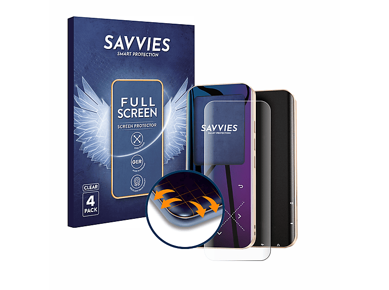 SAVVIES 4x Flex Full-Cover 3D Curved Schutzfolie(für AGPtek A09X)