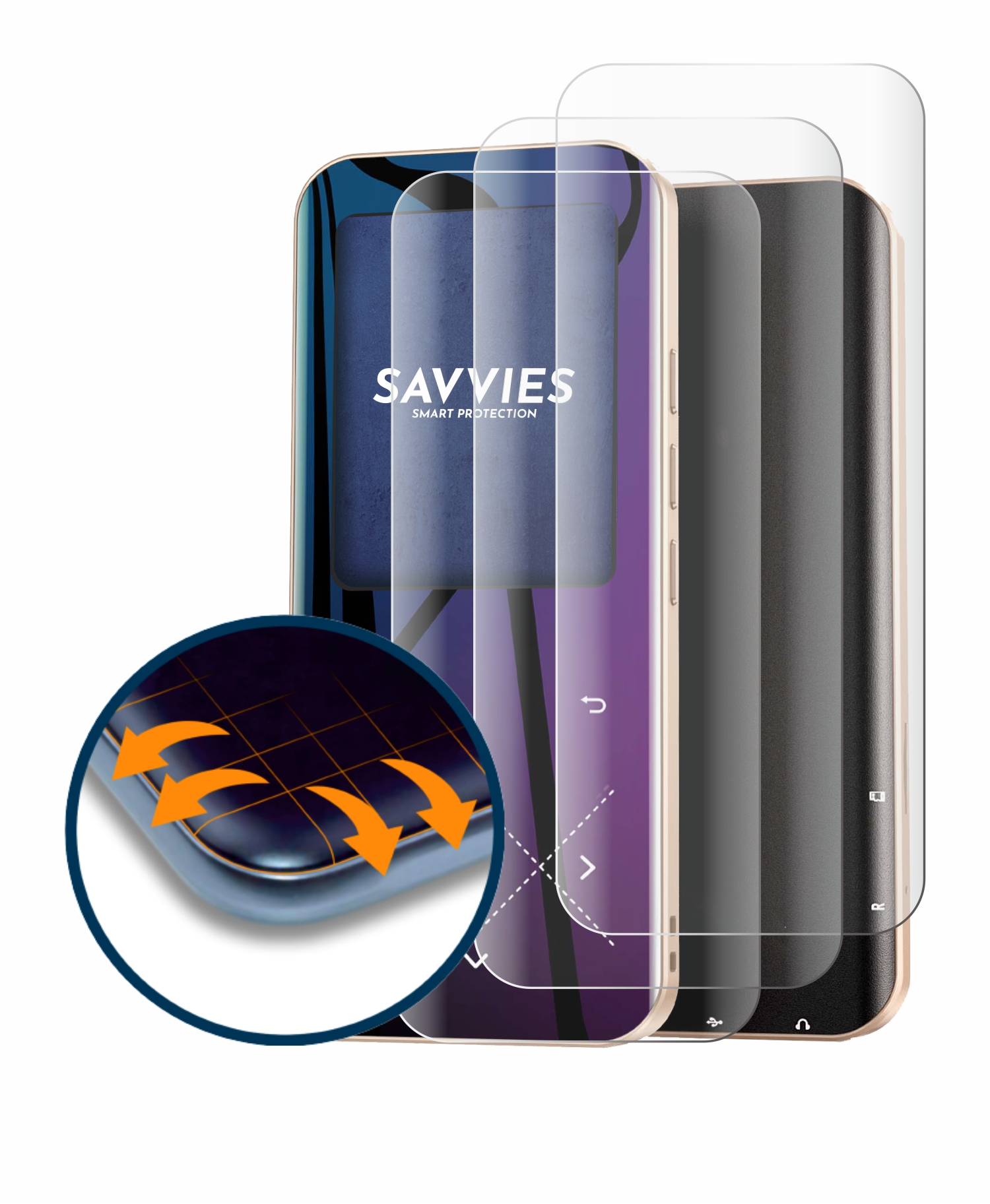 SAVVIES 4x Flex Full-Cover 3D Curved AGPtek A09X) Schutzfolie(für