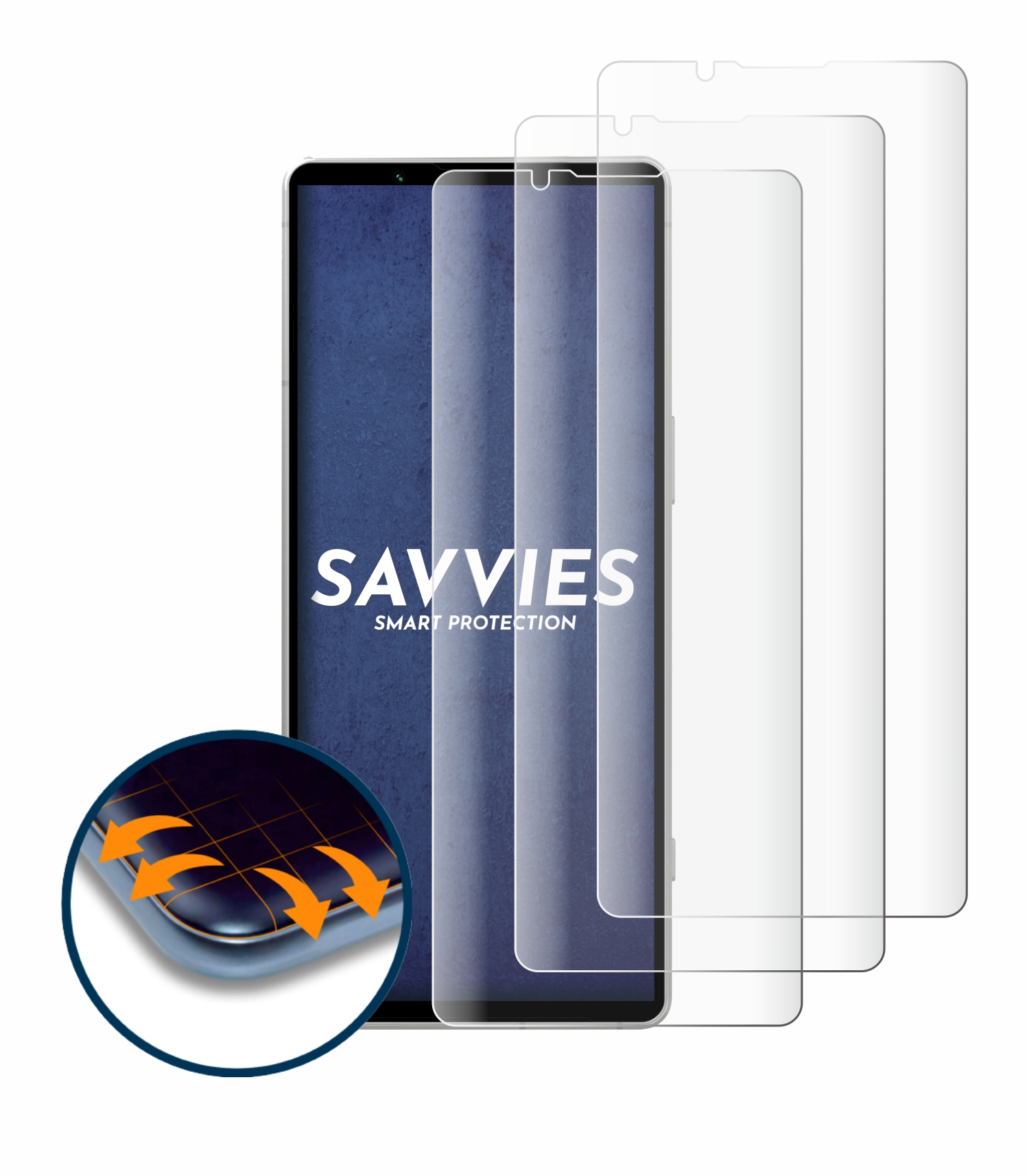 SAVVIES 4x Flex Full-Cover Schutzfolie(für 5 Sony V) Curved 3D Xperia