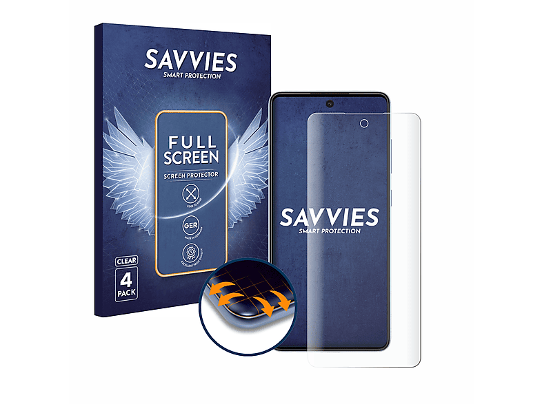 SAVVIES 4x Flex Full-Cover 3D Curved Schutzfolie(für Samsung Galaxy A52 5G)