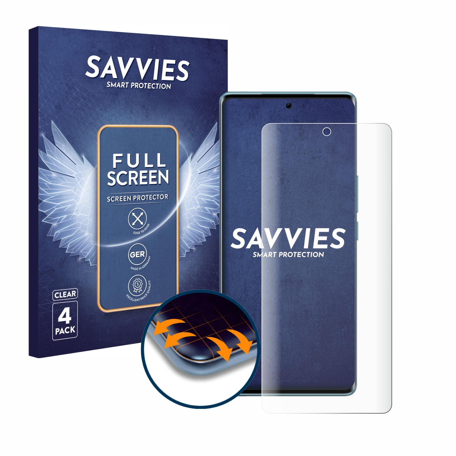 SAVVIES 4x Flex Full-Cover Schutzfolie(für Vivo 3D V29) Curved