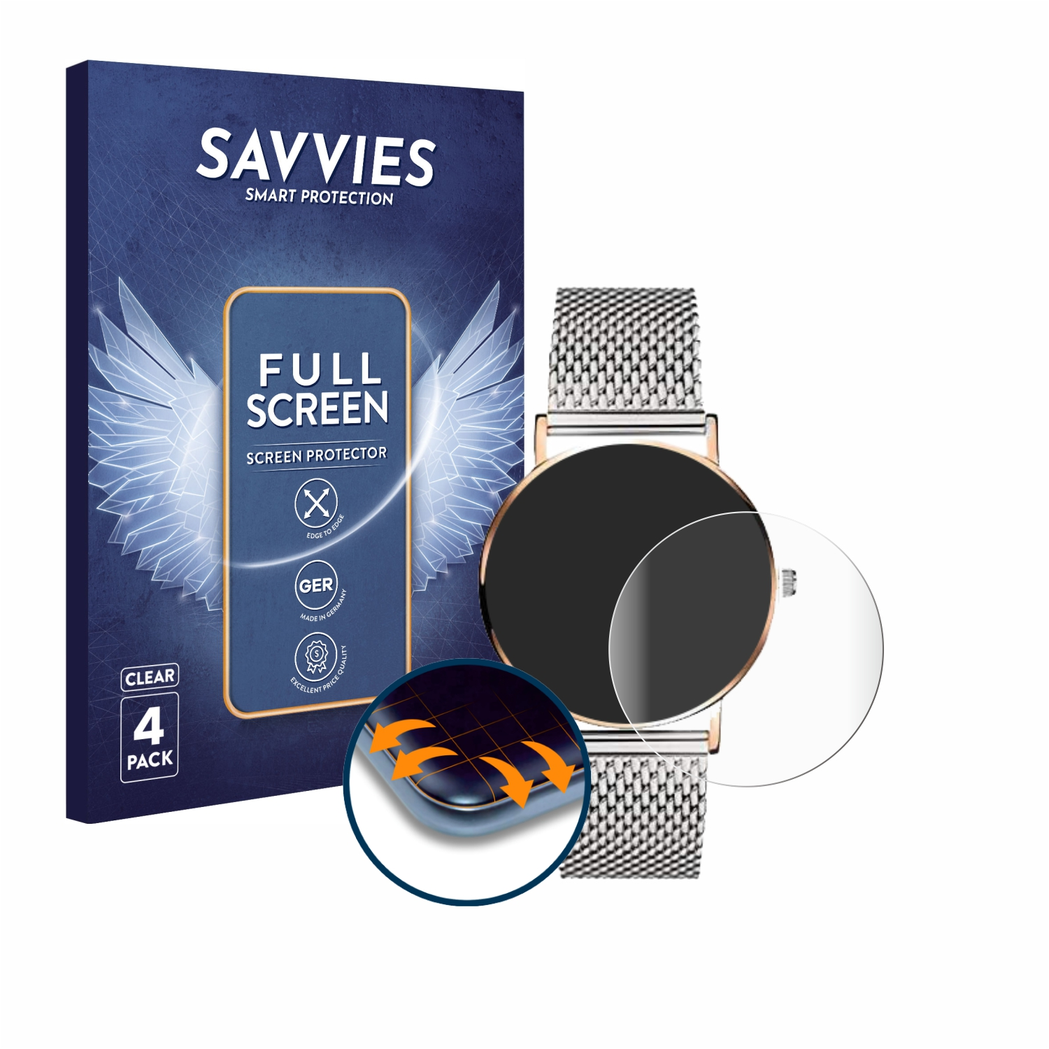 SAVVIES 4x Flex Schutzfolie(für LT-0104-MQ) Full-Cover Curved Liebeskind 3D