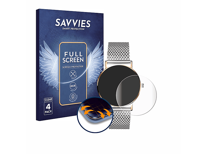 SAVVIES 4x Flex Full-Cover 3D Curved Schutzfolie(für Liebeskind LT-0104-MQ)