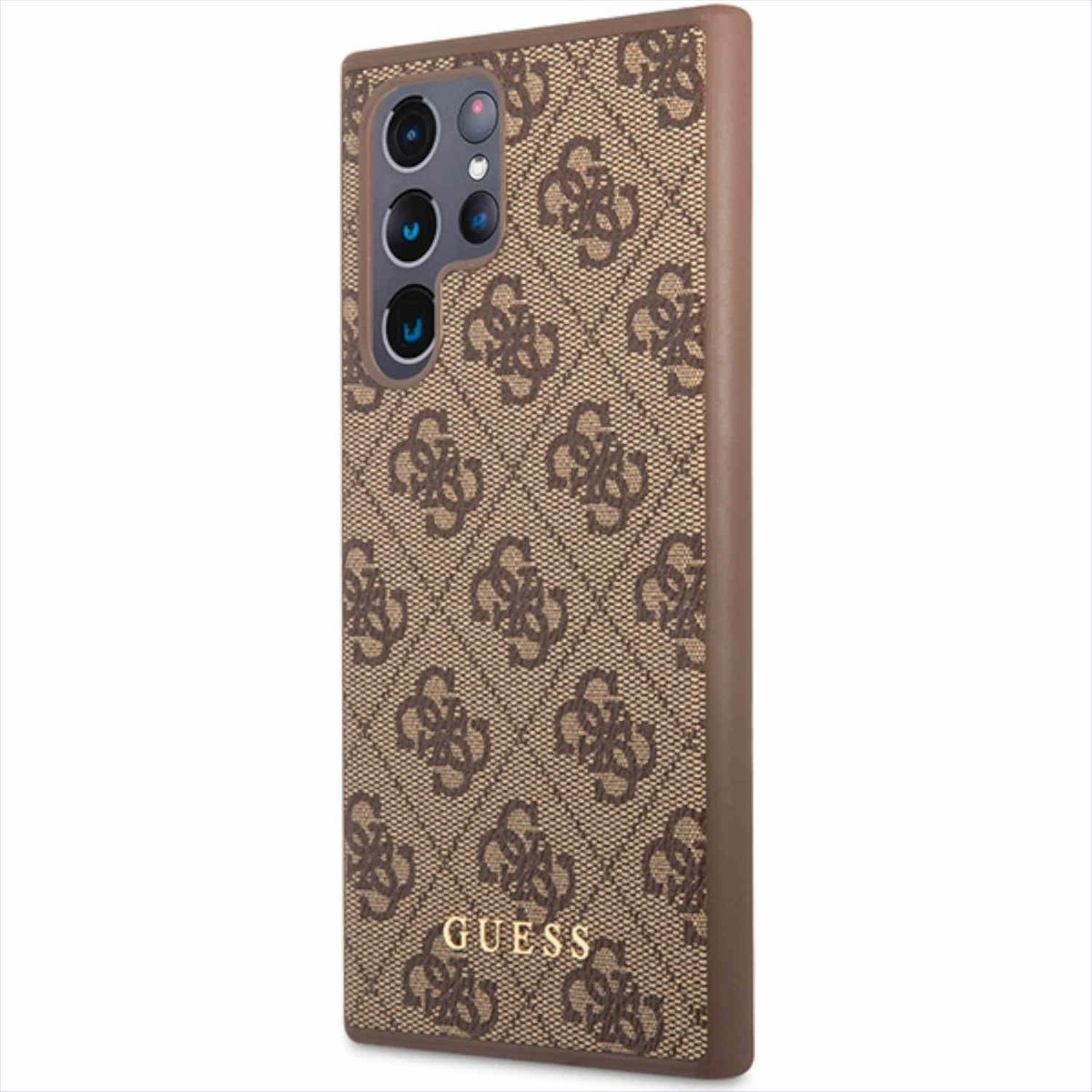 Samsung, Gold Metal S23 GUESS Ultra, Backcover, 4G Braun Galaxy Hülle, Design Logo Collection