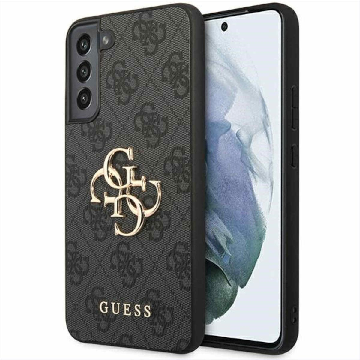 GUESS 4G Big Metal Backcover, S23 Plus, Logo Galaxy Design Samsung, Grau Hardcase
