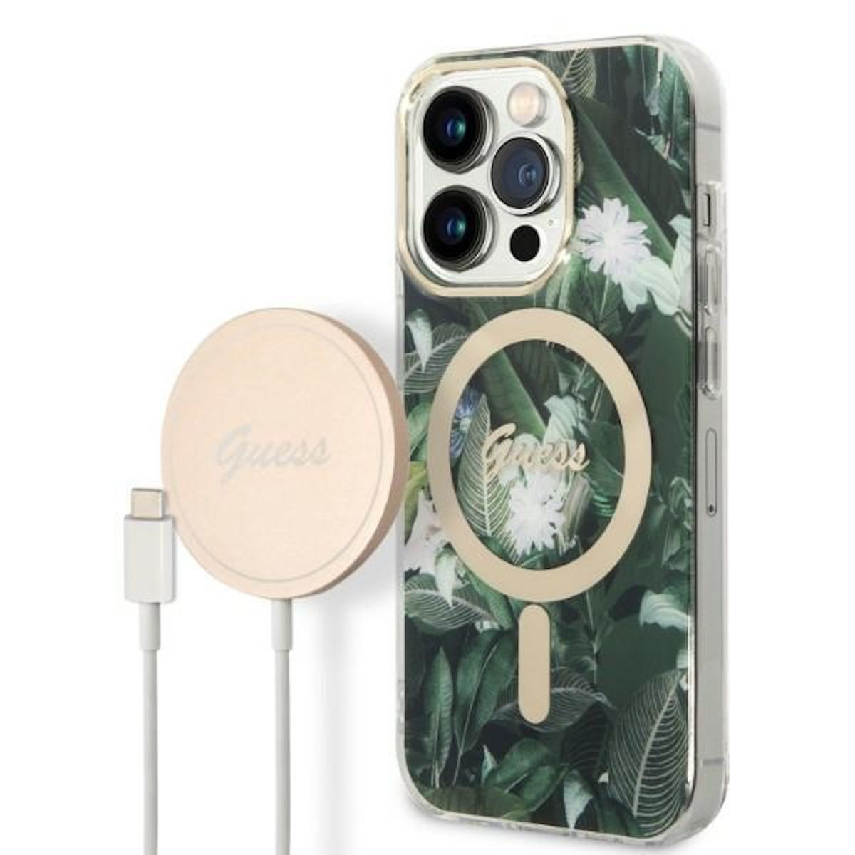 MagSafe Apple, GUESS Hülle, Jungle Pro, Backcover, iPhone Grün 14 Design