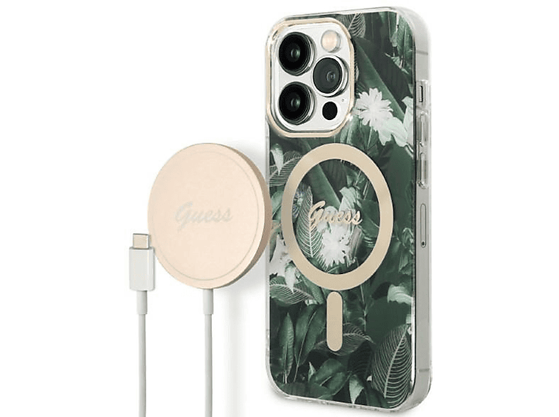 MagSafe Apple, GUESS Hülle, Jungle Pro, Backcover, iPhone Grün 14 Design