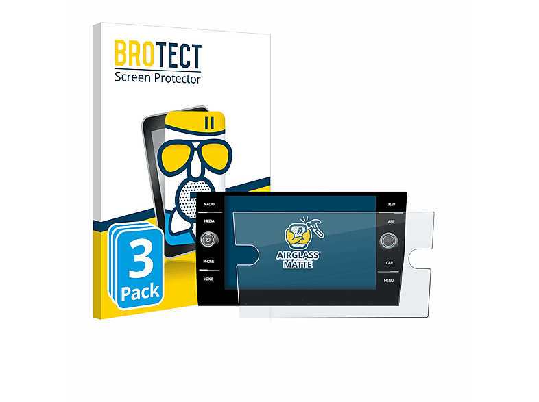 BROTECT 8” Discover Schutzfolie(für Volkswagen 2023) Taigo Media matte Airglass 3x