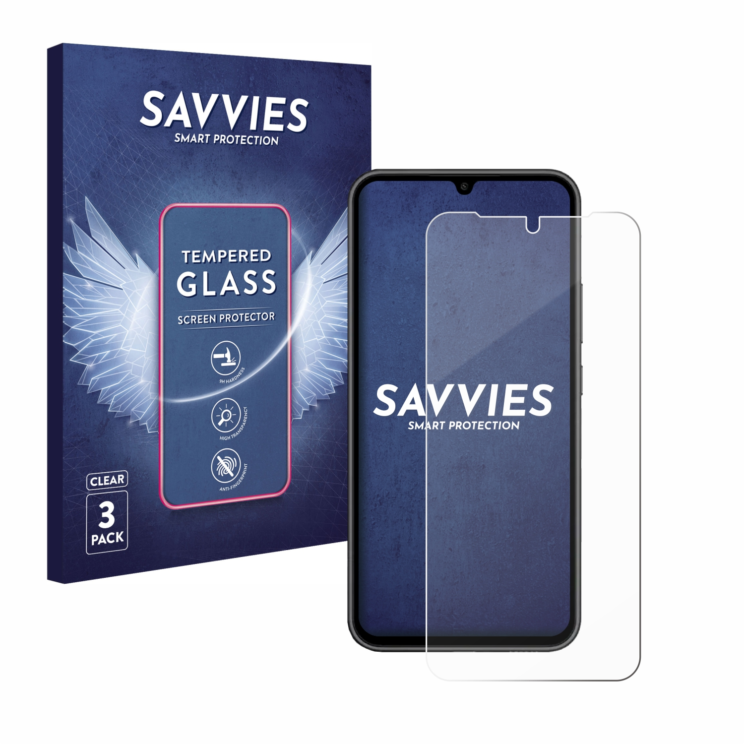 SAVVIES 3x 9H klares Schutzglas(für Enterprise Galaxy Samsung A34 5G Edition)
