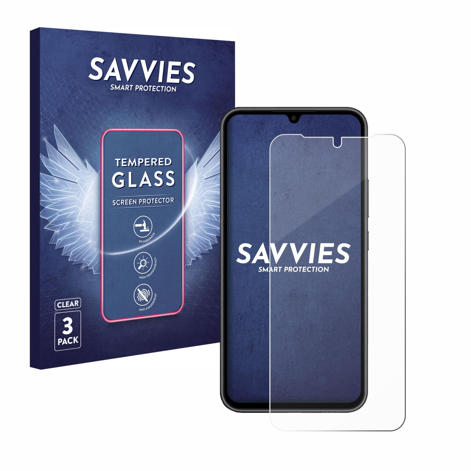 SAVVIES 3x 9H klares Schutzglas(für A34 Edition) Samsung Galaxy 5G Enterprise