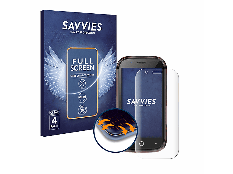 SAVVIES 4x Flex Full-Cover 3D Curved Schutzfolie(für Unihertz Jelly Star)