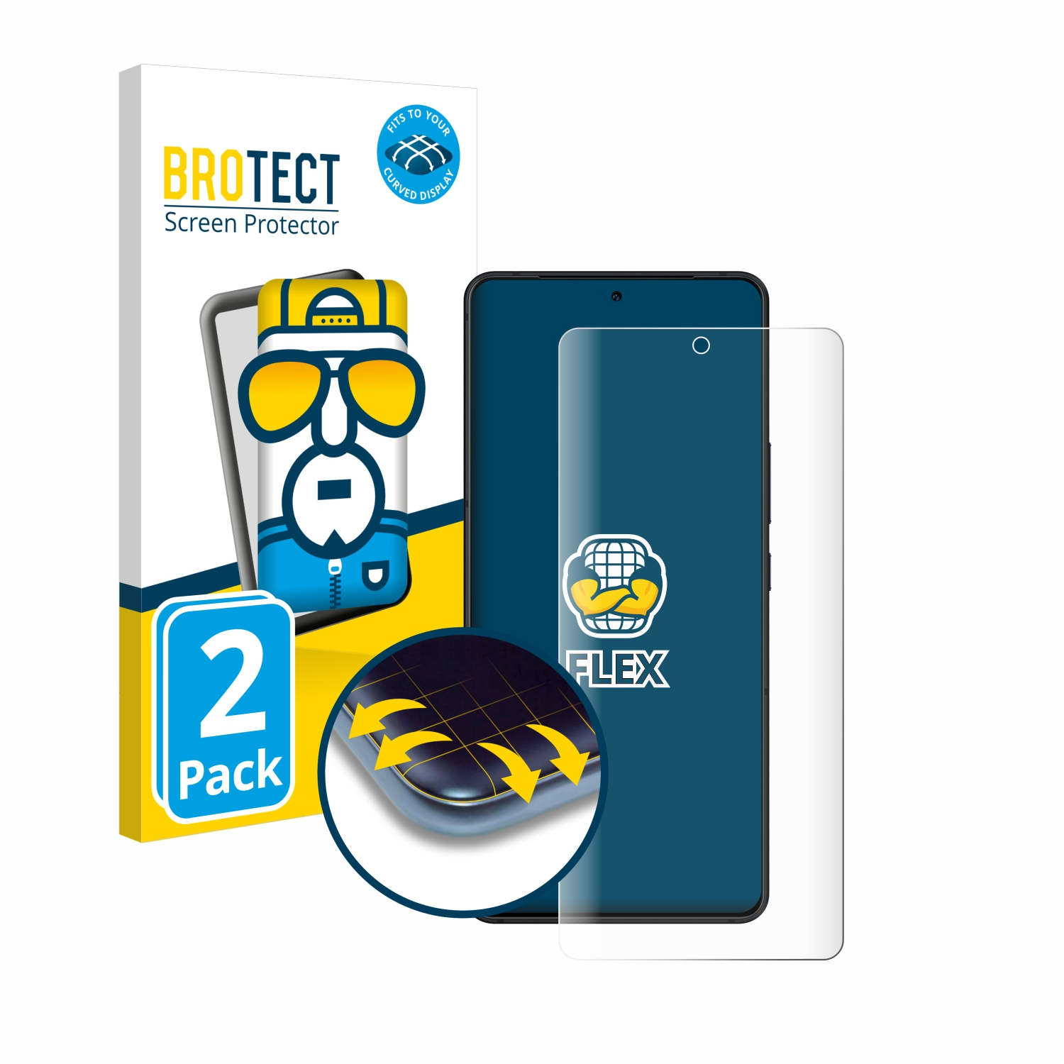 BROTECT 2x ROG Schutzfolie(für Curved ASUS Flex 8) Full-Cover 3D Phone
