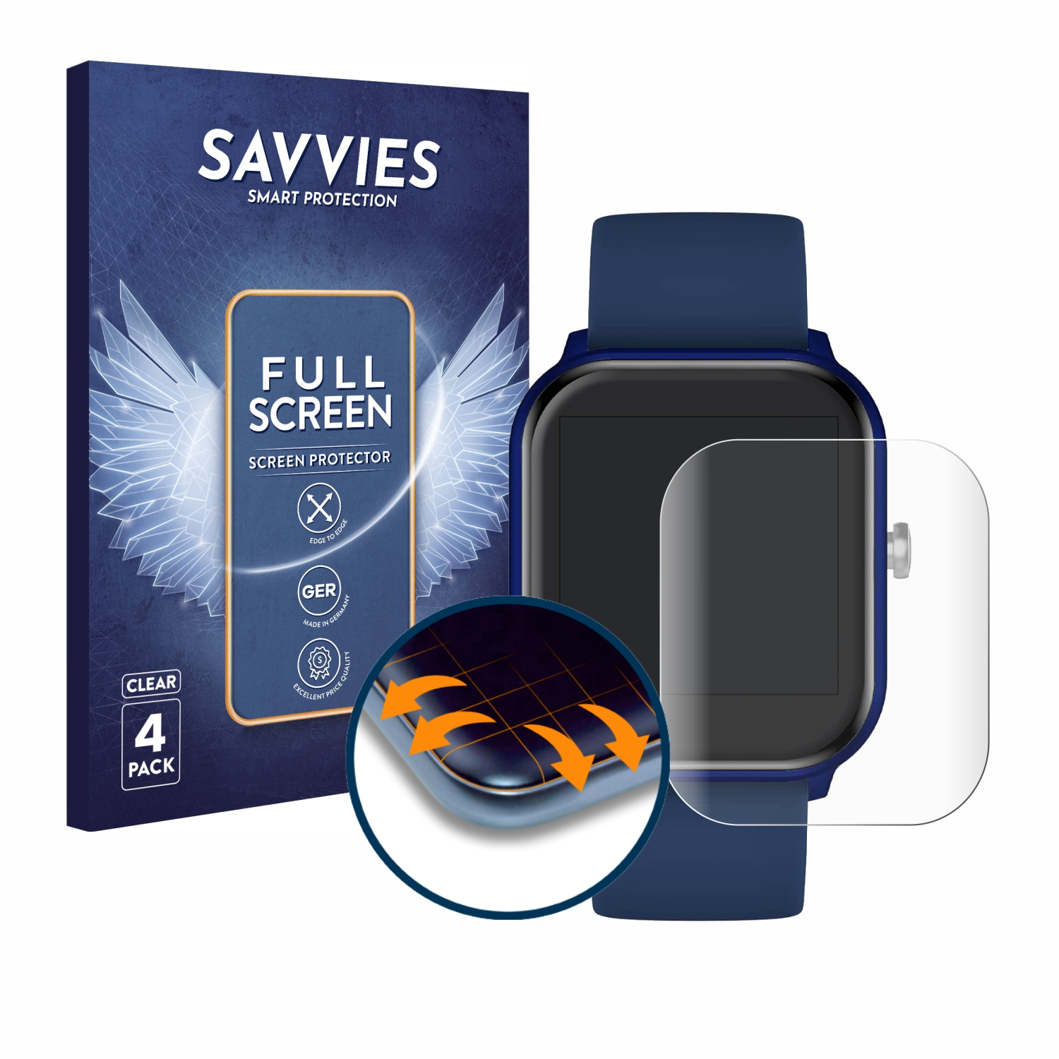 SAVVIES 4x Curved Full-Cover Flex smart ICE Ice-Watch 1.4\