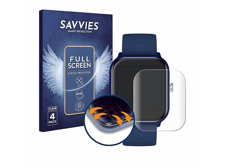 SAVVIES 4x Flex Full-Cover 3D Curved Schutzfolie(für Ice-Watch ICE smart 1.4\