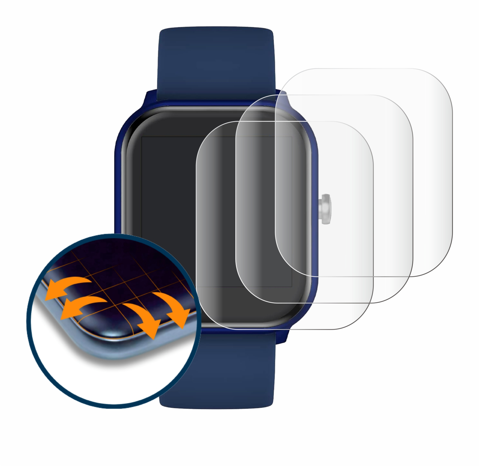 SAVVIES 4x Curved Full-Cover Flex smart ICE Ice-Watch 1.4\
