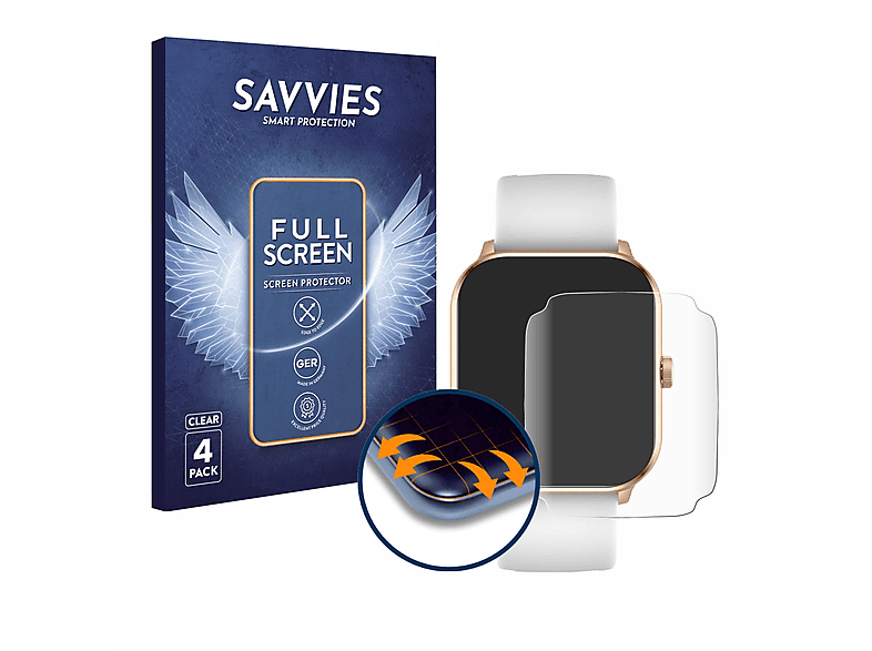 SAVVIES 4x Flex Full-Cover 3D Curved Schutzfolie(für Ice-Watch Ice Smart 021413 1.85\