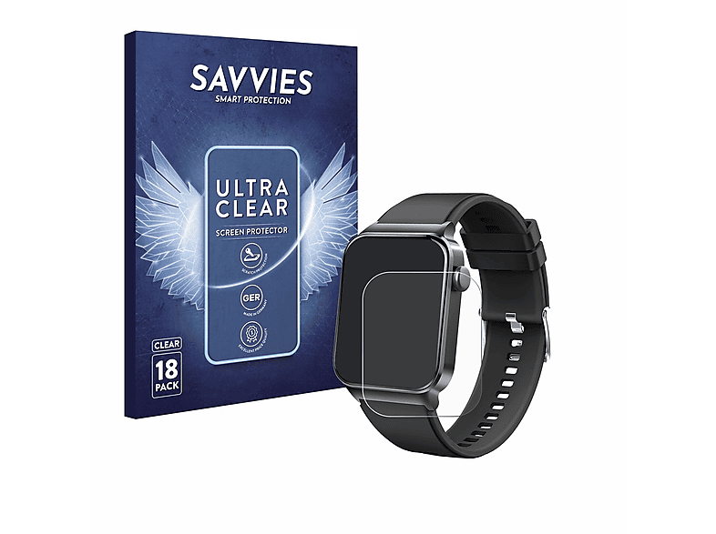 SAVVIES 18x klare Schutzfolie(für VKROBAG T50S) | Smartwatch Schutzfolien & Gläser