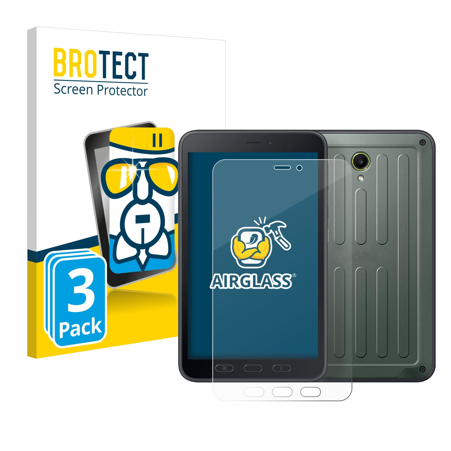 BROTECT 3x Airglass klare Samsung Schutzfolie(für Active5) Galaxy Tab