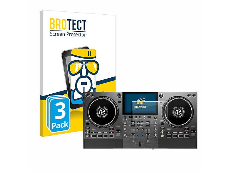 BROTECT 3x Airglass klare Schutzfolie(für Numark Mixstream Pro Go)