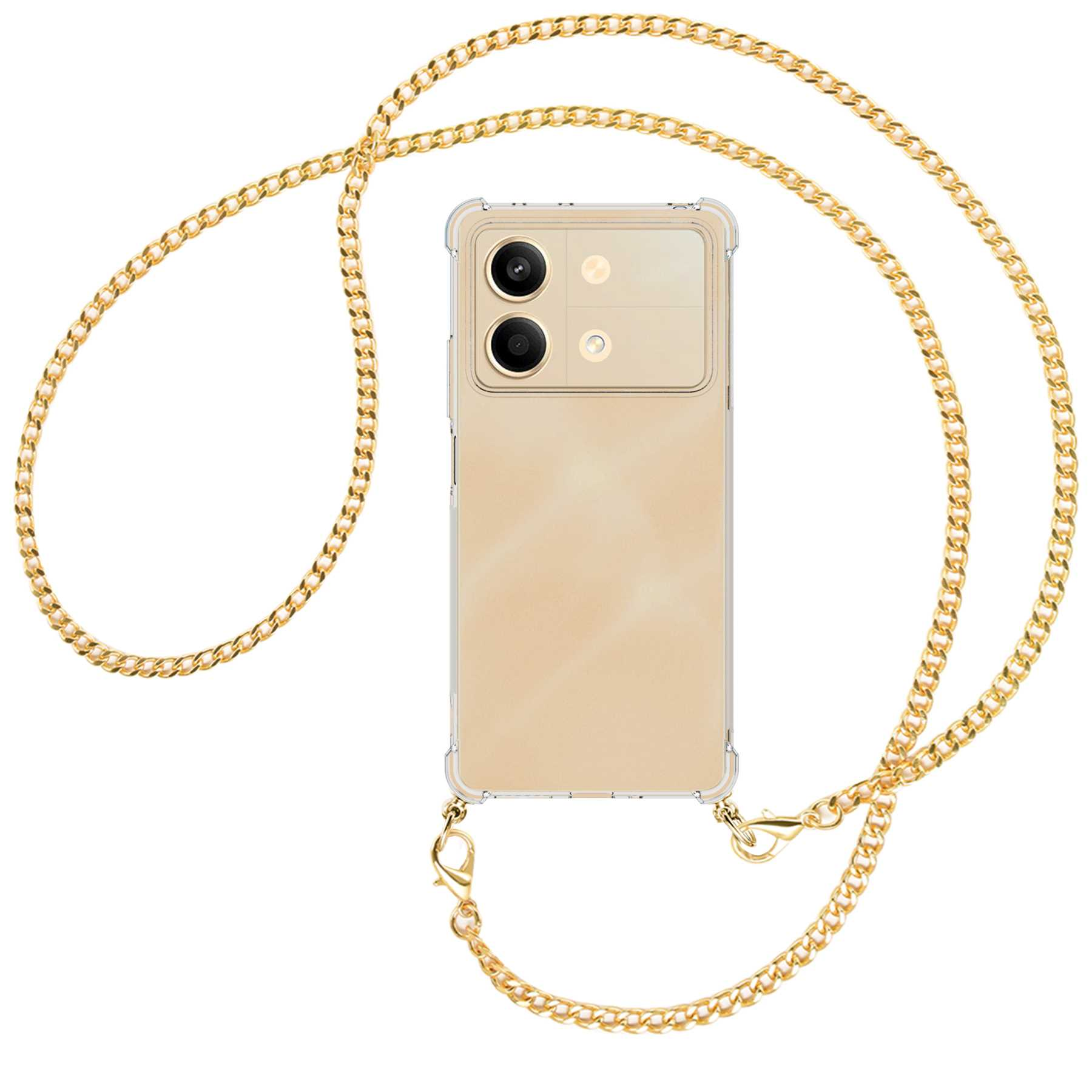 MTB MORE 13 ENERGY 5G, 5G, X6 Xiaomi, Note Pro Umhängetasche, Poco mit Metallkette, Umhänge-Hülle (gold) Redmi Kette