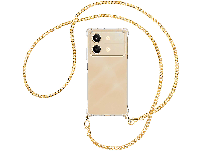 MTB MORE ENERGY Umhänge-Hülle mit Metallkette, Umhängetasche, Xiaomi, Redmi Note 13 Pro 5G, Poco X6 5G, Kette (gold)