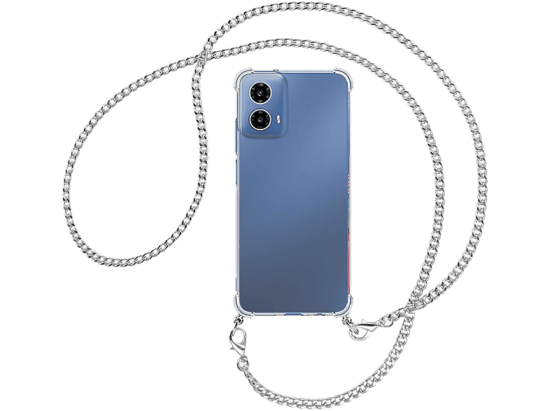Motorola, Kette MTB Moto 5G, (silber) MORE Umhänge-Hülle G34 ENERGY Metallkette, mit Umhängetasche,