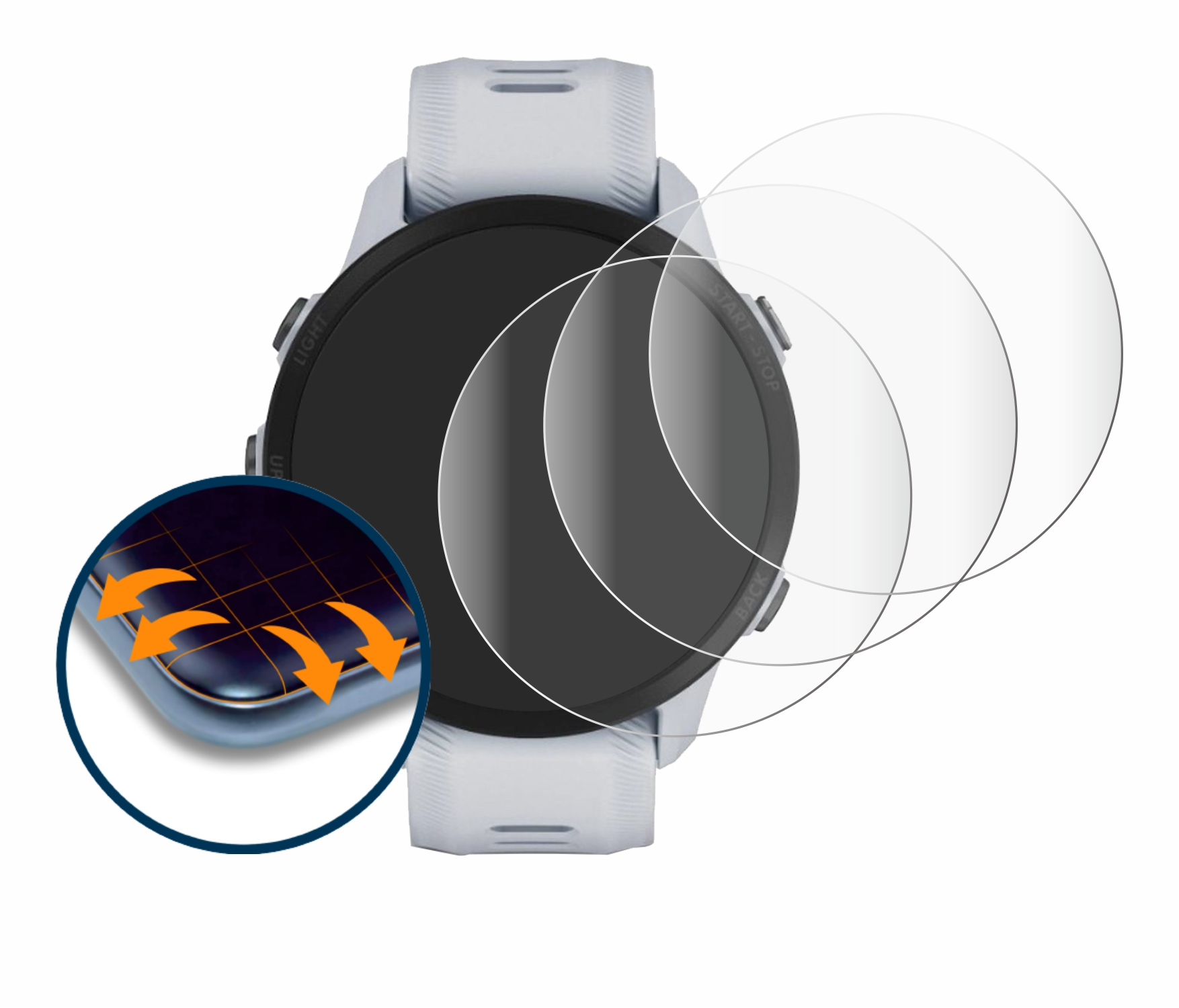 Garmin Curved 955 Solar) Forerunner 4x SAVVIES Flex Schutzfolie(für Full-Cover 3D