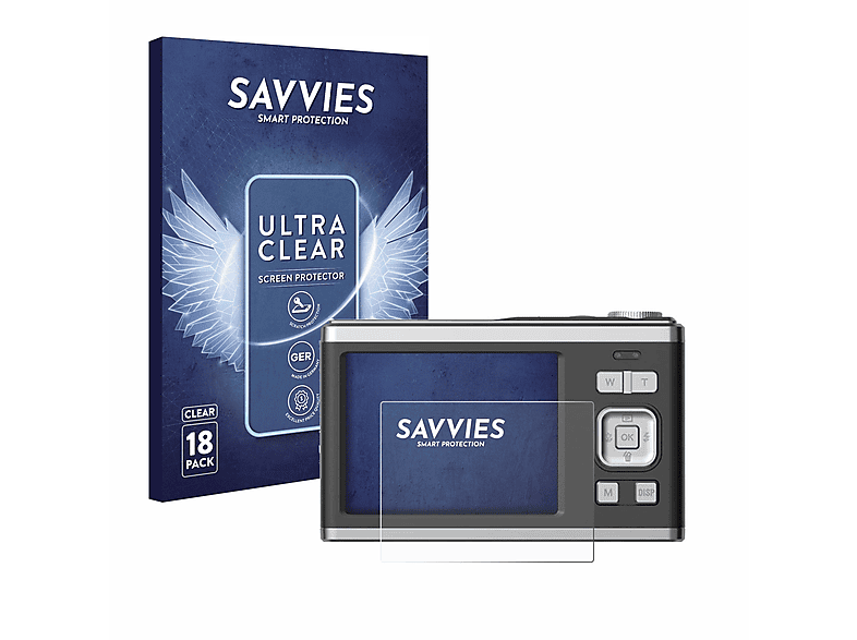SAVVIES 18x klare Schutzfolie(für Rollei Compactline 10X) | Kamera Schutzfolie