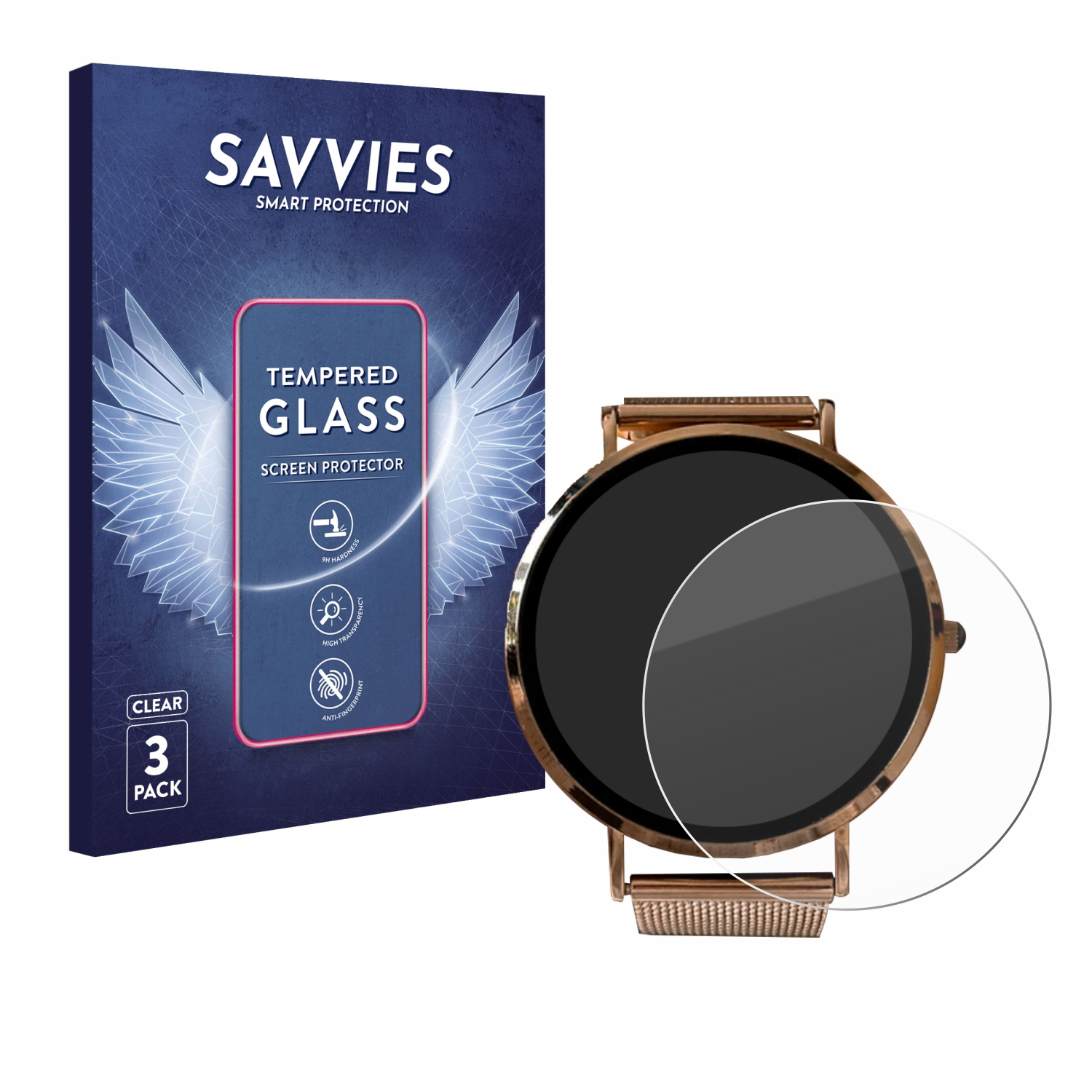 SAVVIES 3x 9H Smartwatch) Schutzglas(für California Micento klares