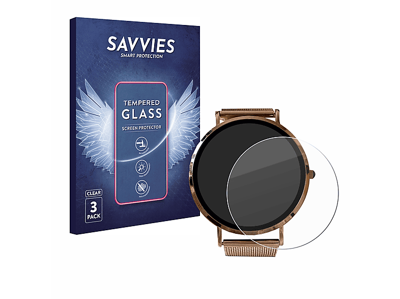 SAVVIES 3x 9H klares Schutzglas(für Smartwatch) Micento California