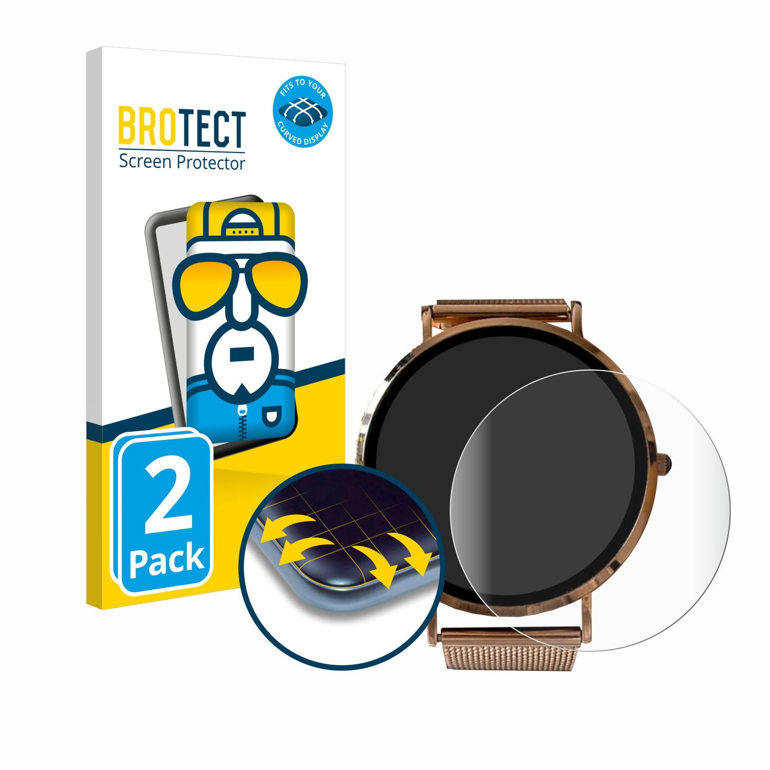 Smartwatch) California Micento Full-Cover Curved 3D BROTECT Schutzfolie(für Flex 2x