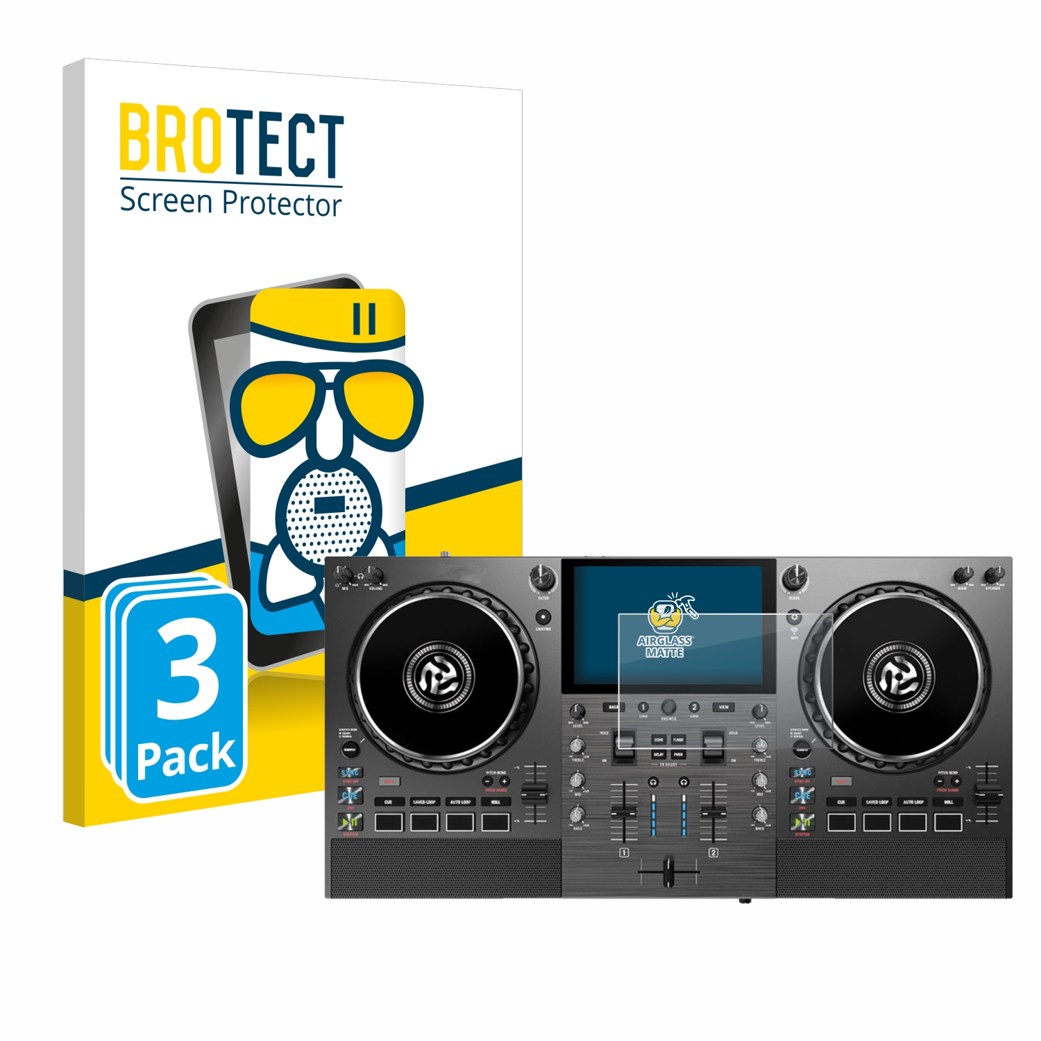 BROTECT 3x Airglass Schutzfolie(für matte Numark Mixstream Go) Pro