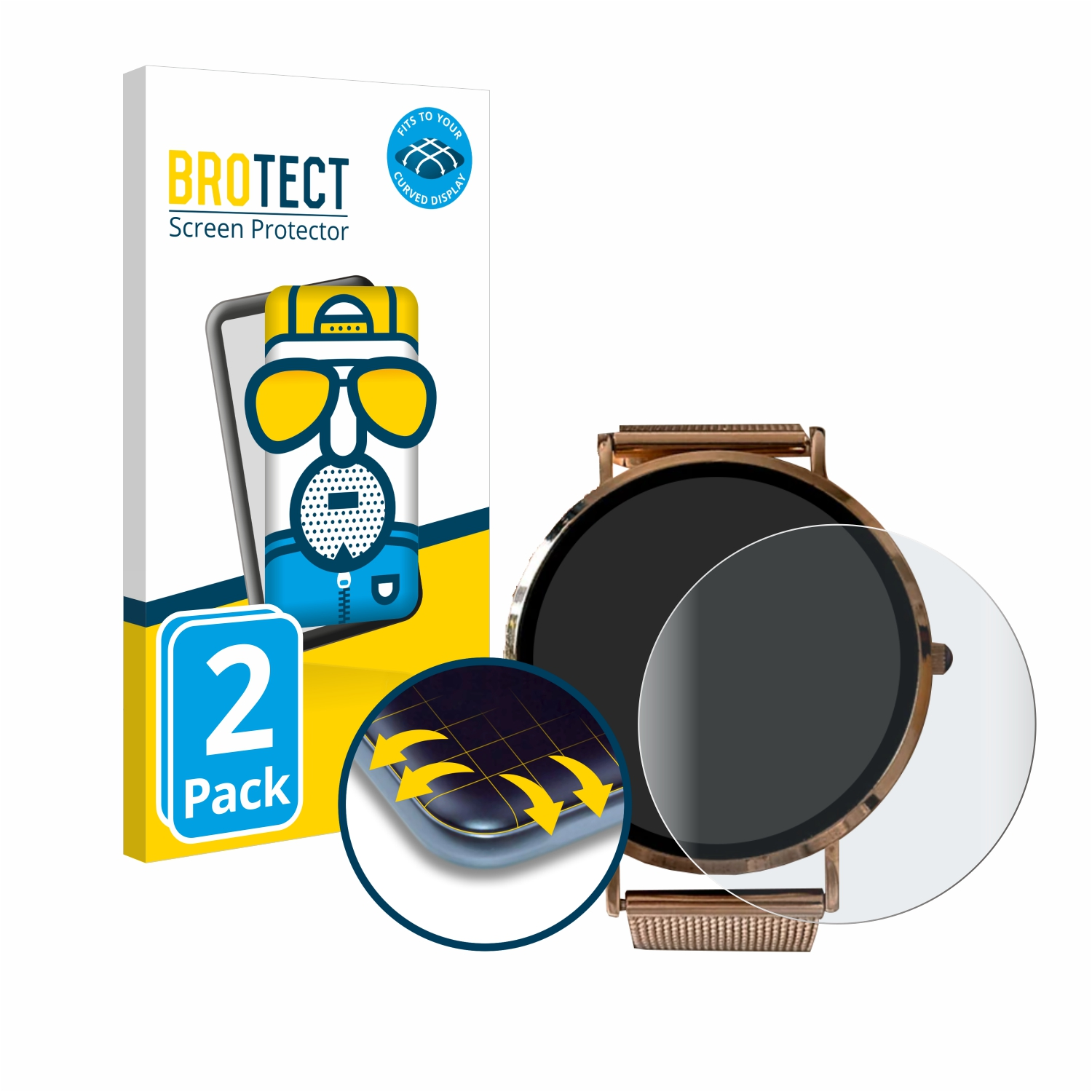 BROTECT 2x Flex Full-Cover matt 3D Schutzfolie(für California Smartwatch) Curved Micento