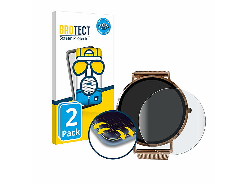 Micento Smartwatch) California 2x Flex Full-Cover Schutzfolie(für Curved 3D BROTECT matt